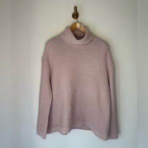 H&M Dusty Pink Chunky Knit Turtleneck Sweater Size L